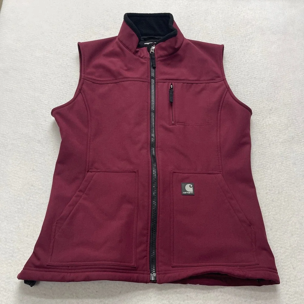 Carhartt Vest Women XL Burgundy WV002 BRG Softshell Fleece‎ Lined Work Gorpcore